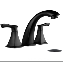8 inches Widespread 3 holes Bathroom Sink Faucet Solid Brass with waste, Leadfree Basin Faucet with 2 Handles Matte Black